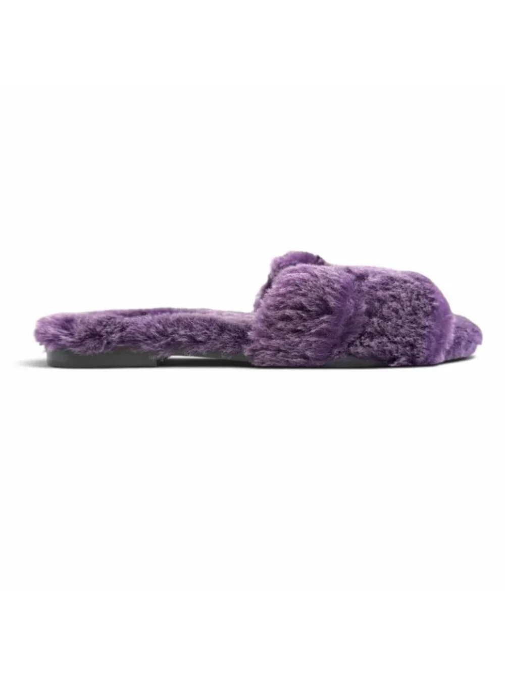 Hermes Oran H Motif Sheepskin Fur Flat Sandals Purple